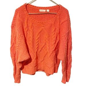 Anthropologie Sleeping on Snow Size Large Sweater Crop Orange Poly/Wool Blend